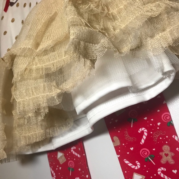 Little Lass Toddler Gold n Red Christmas outfit-4T - Picture 5 of 8